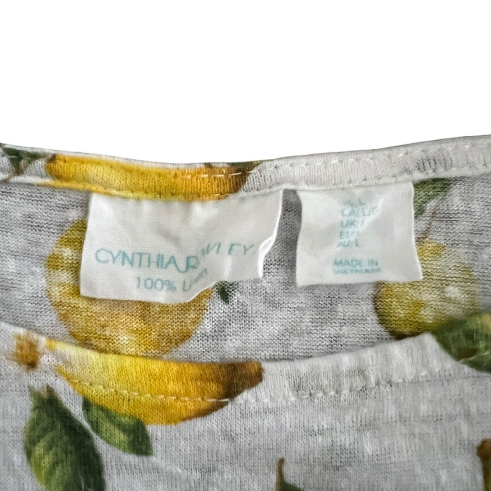 Cynthia Rowley 100% linen White Lemon Print Top size large - Picture 6 of 6